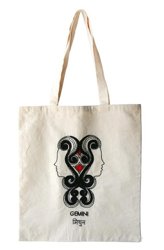 Zodiac Sign - Gemini - Embroidered Tote Bag