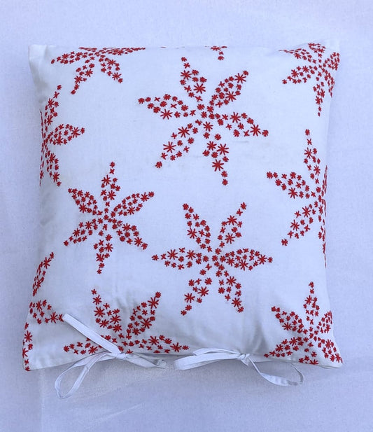 Snowflakes - Hand Embroidered Cushion Cover