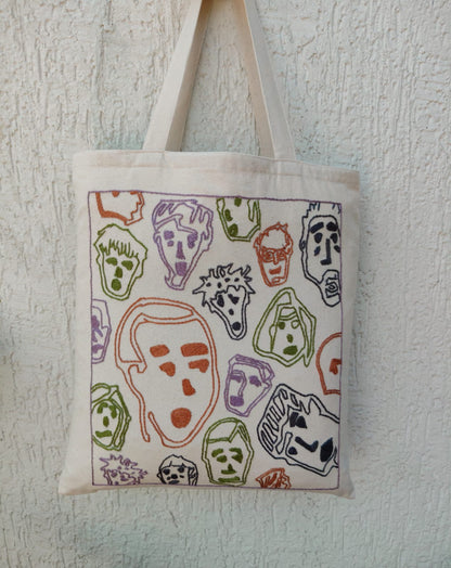Faces - Embroidered Tote Bag