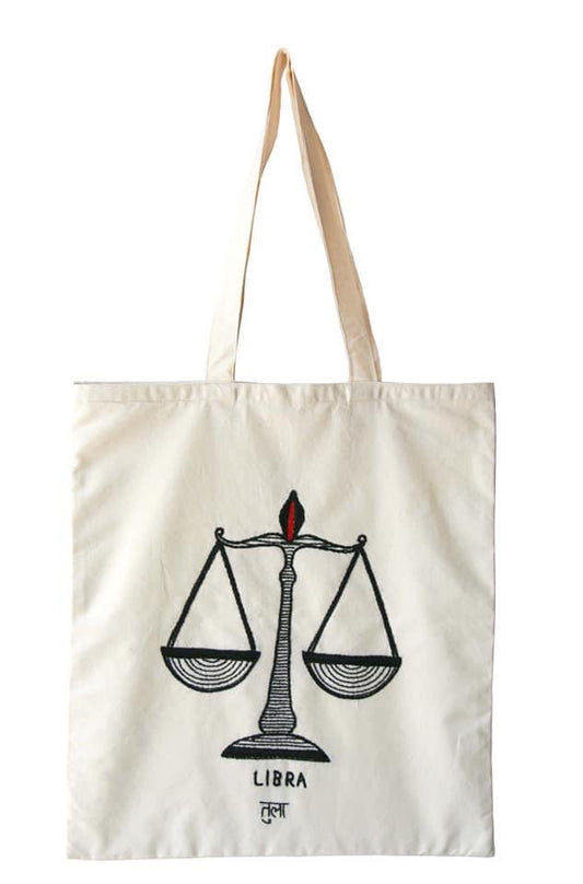 Zodiac Sign - Libra - Embroidered Tote Bag