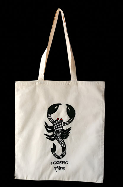 Zodiac Sign - Scorpio - Embroidered Tote Bag