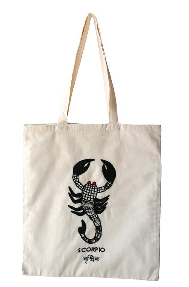 Zodiac Sign - Scorpio - Embroidered Tote Bag