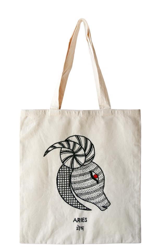 Zodiac Sign - Aires - Embroidered Tote Bag