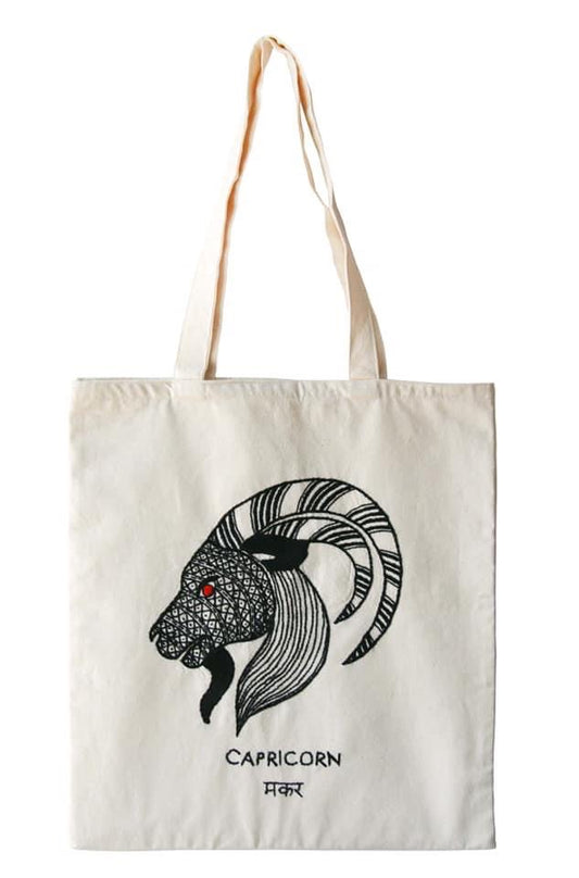 Zodiac Sign - Capricorn - Embroidered Tote Bag